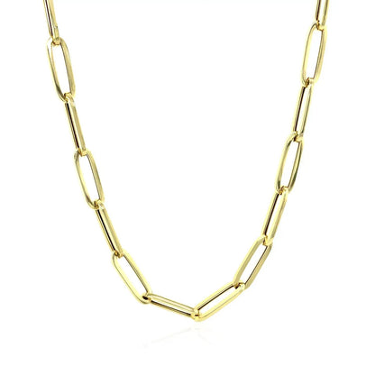 14K yellow gold bold paperclip chain necklace, 4.2 mm, by Bids.com on Tampa Home & Garden Store