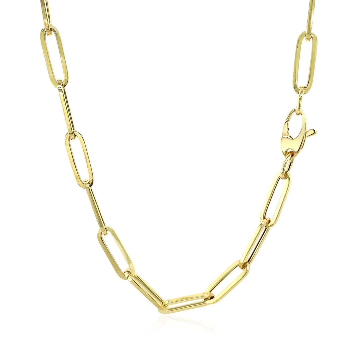 14K yellow gold bold paperclip chain necklace, 4.2 mm links, polished finish on Tampa Home & Garden Store