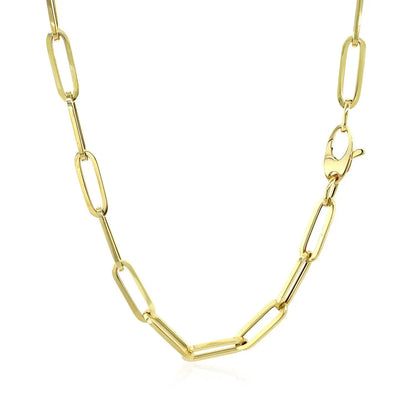 14K yellow gold bold paperclip chain necklace, 4.2 mm links, polished finish on Tampa Home & Garden Store