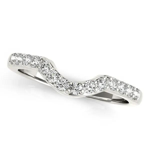 14k white gold pave-set diamond curved wedding band, Bids.com, 1/4 cttw on Tampa Home & Garden Store