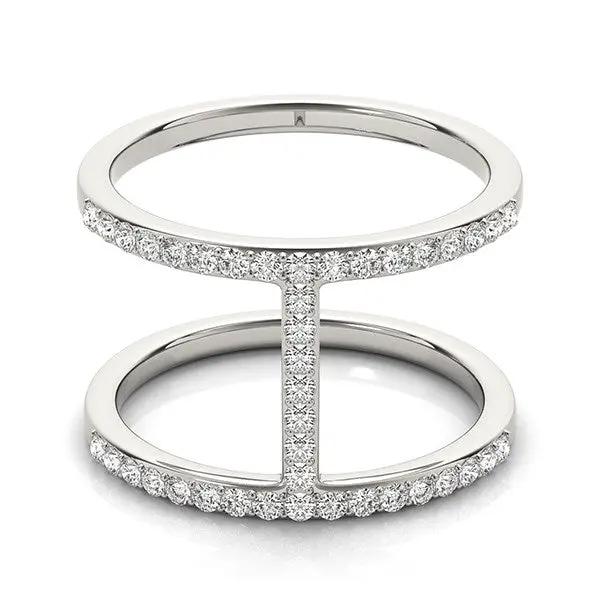 14k white gold dual-band bridge ring with pavé diamonds, 3/8 cttw, Bids.com on Tampa Home & Garden Store