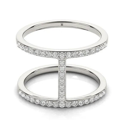 14k white gold dual-band bridge ring with pavé diamonds, 3/8 cttw, Bids.com on Tampa Home & Garden Store