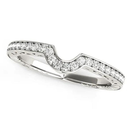 Wedding band 14k white gold curved prong-set pavé diamonds 1/8 cttw Bids.com on Tampa Home & Garden Store