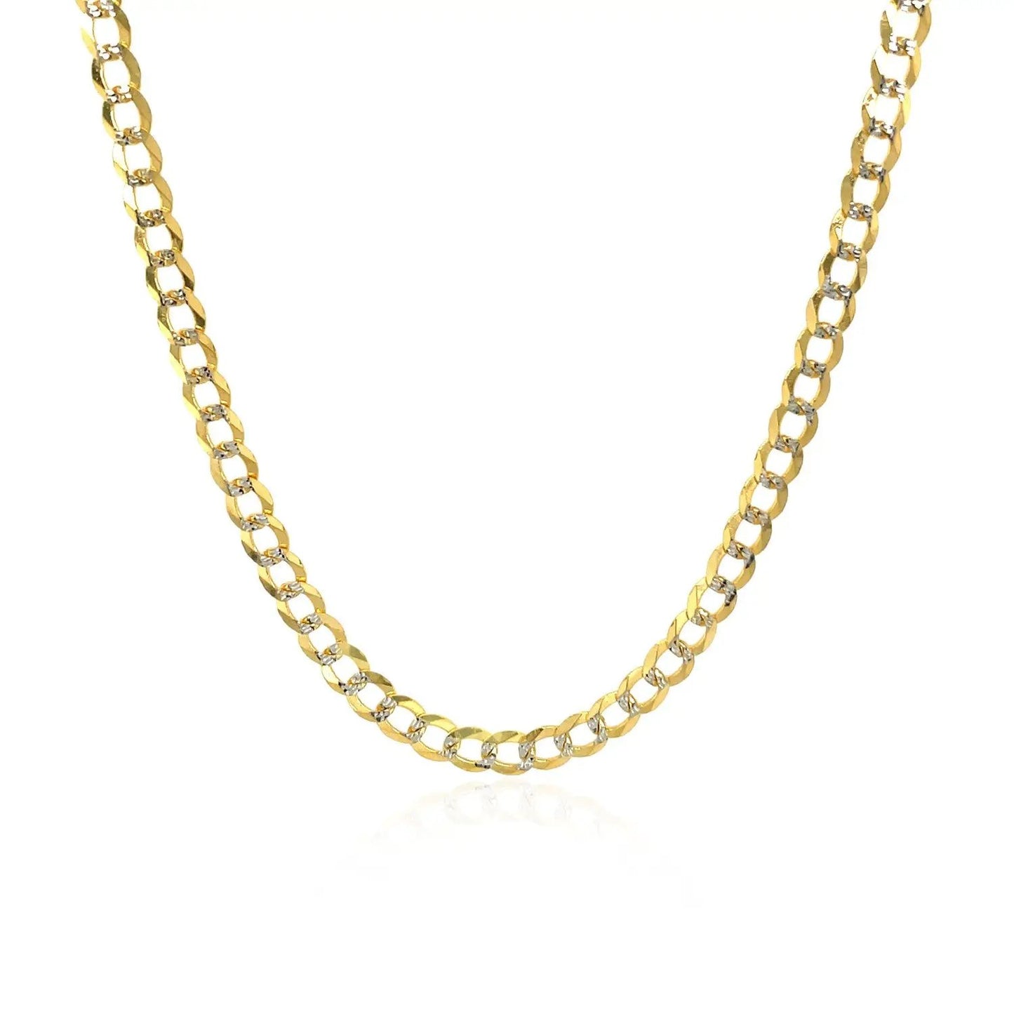 3.2 mm two-tone gold pave curb chain necklace with yellow gold links and pavé accents on Tampa Home & Garden Store