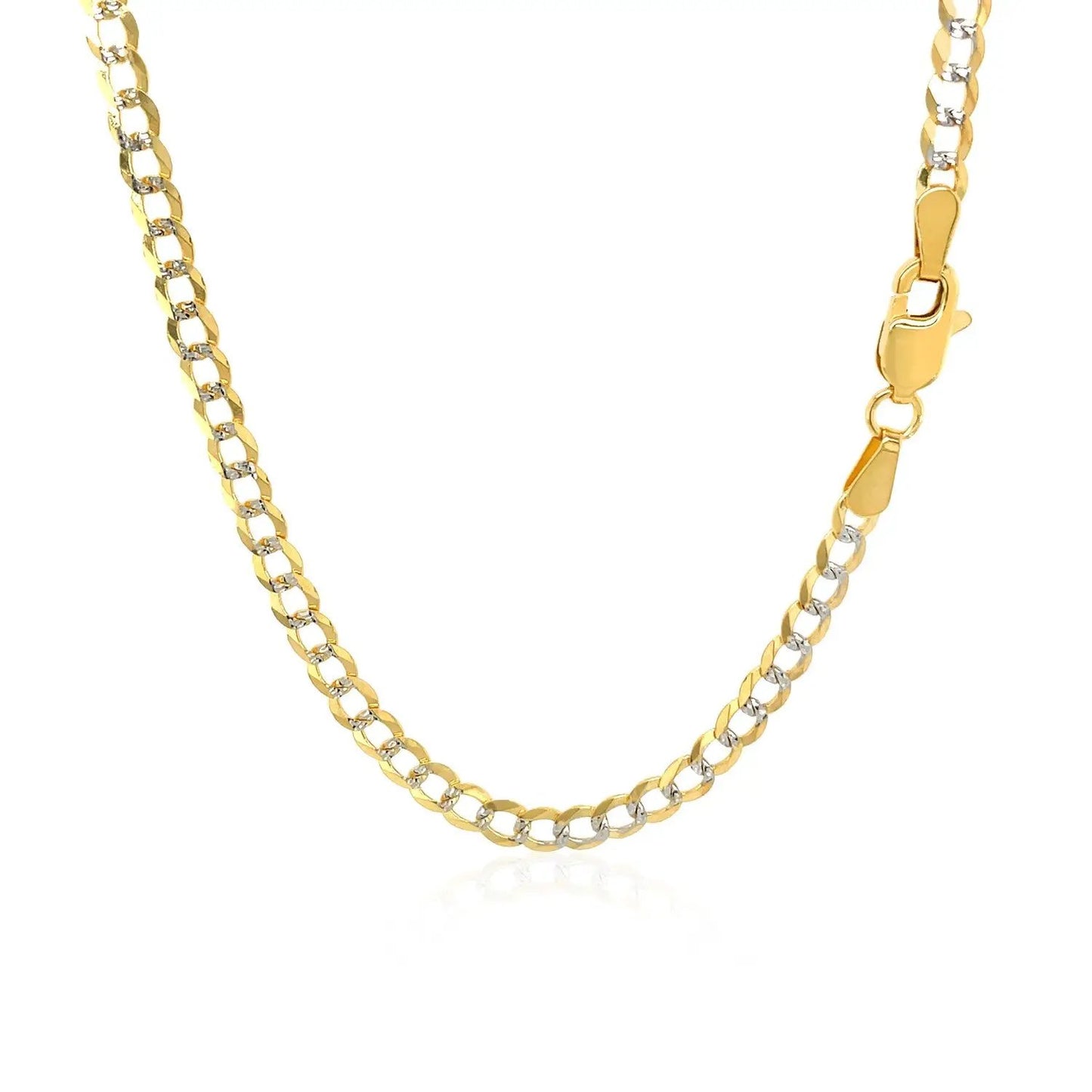 3.2 mm two-tone gold pave curb chain necklace with pave diamonds, 14k by Bids.com on Tampa Home & Garden Store