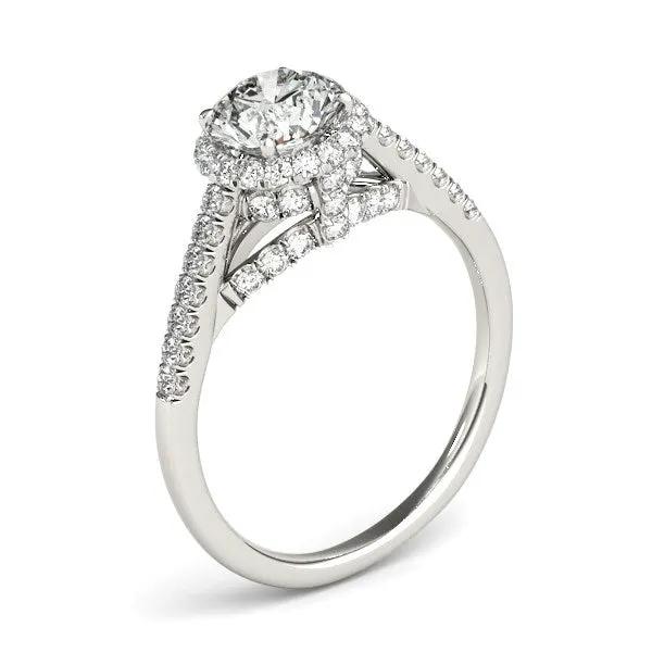 14k white gold round-cut diamond engagement ring with halo and pave shank 1 3/8 cttw Bids.com on Tampa Home & Garden Store
