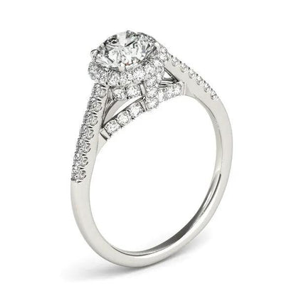 14k white gold round-cut diamond engagement ring with halo and pave shank 1 3/8 cttw Bids.com on Tampa Home & Garden Store
