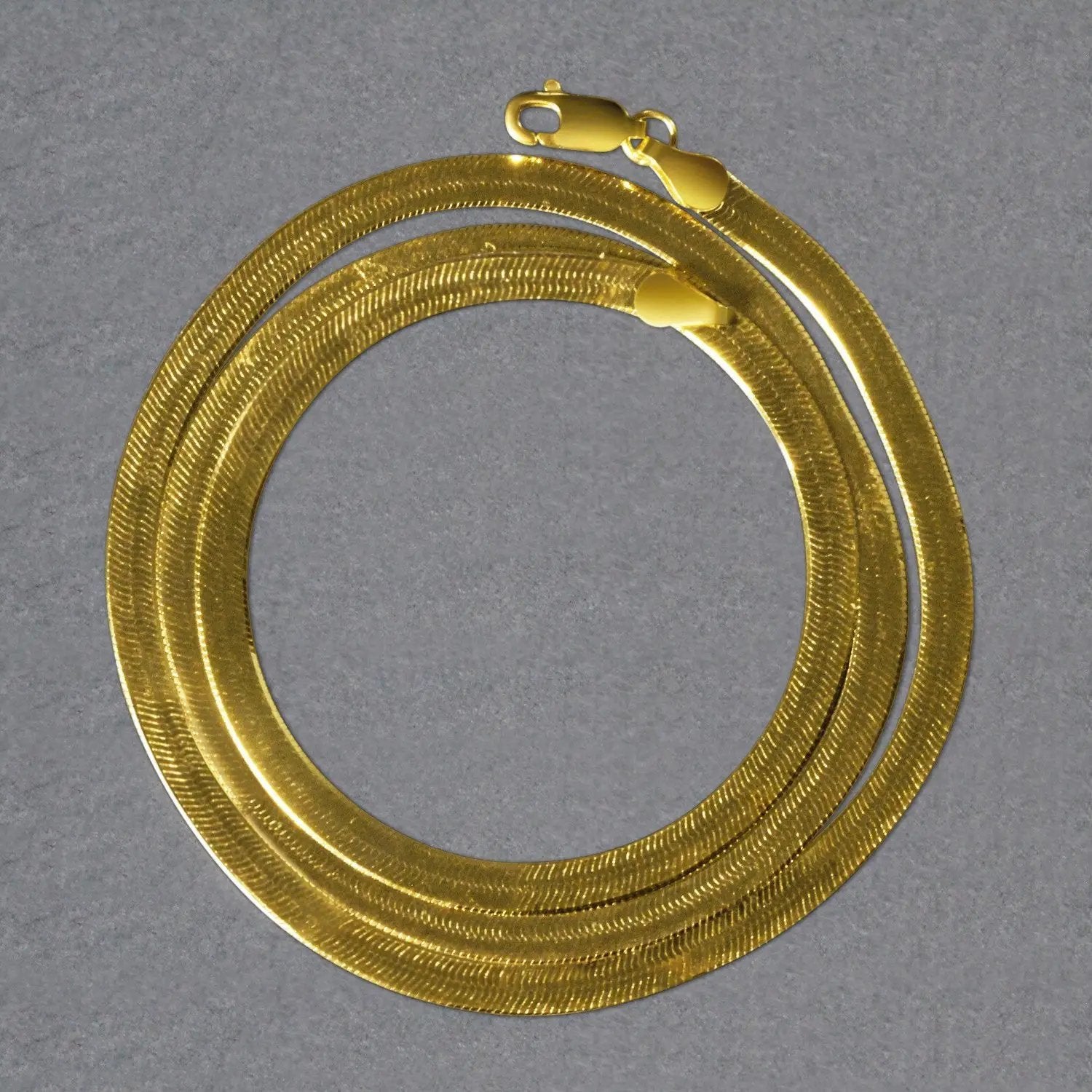 Imperial Herringbone Chain necklace, 10k yellow gold, 3.80 mm, textured flat-links on Tampa Home & Garden Store