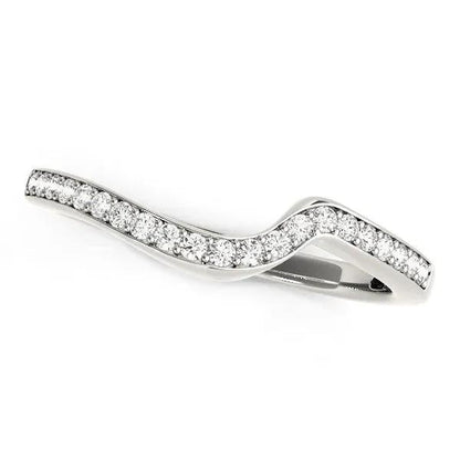 14k white gold curved wedding ring with pave diamonds, 1/5 cttw, by Bids.com on Tampa Home & Garden Store