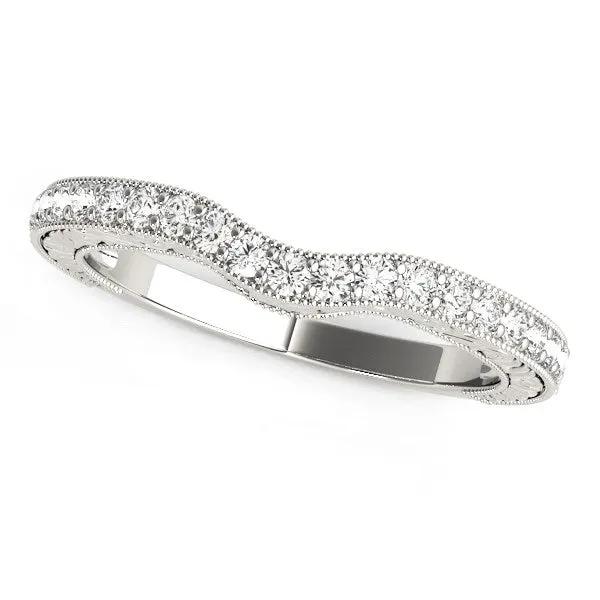 14k white gold antique-style milgrained curved diamond ring, 1/4 cttw, Bids.com on Tampa Home & Garden Store