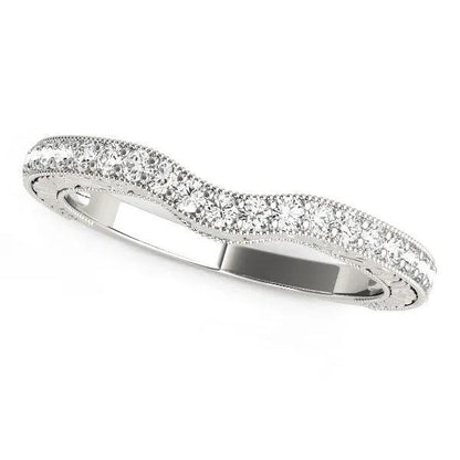 14k white gold antique-style milgrained curved diamond ring, 1/4 cttw, Bids.com on Tampa Home & Garden Store
