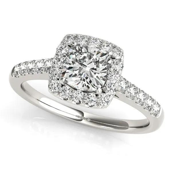 14k white gold engagement ring with square halo and round center diamond, 3/4 cttw, Bids.com on Tampa Home & Garden Store