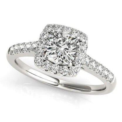 14k white gold engagement ring with square halo and round center diamond, 3/4 cttw, Bids.com on Tampa Home & Garden Store