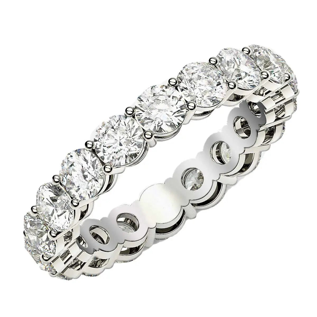Round-cut lab-grown diamond eternity ring in 14k white gold, FG/VS2, 2 ctw, Bids.com on Tampa Home & Garden Store