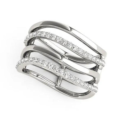 14k white gold multi-band diamond ring with pave diamonds 3/8 cttw on Tampa Home & Garden Store