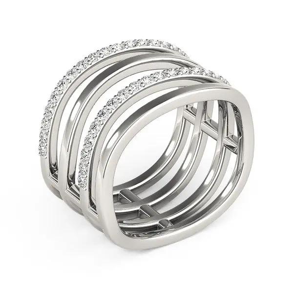 14k white gold multi-band diamond ring with pave diamonds on two bands on Tampa Home & Garden Store