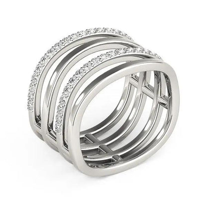 14k white gold multi-band diamond ring with pave diamonds on two bands on Tampa Home & Garden Store