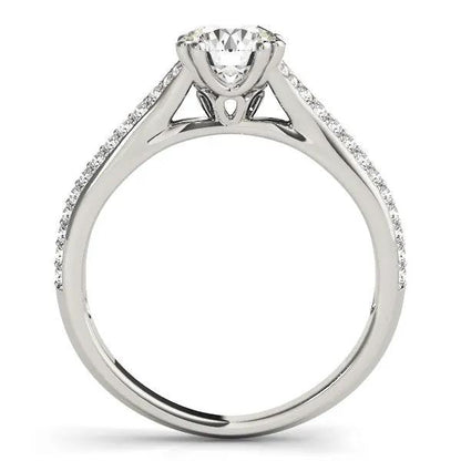 14k white gold double-prong multirow band diamond engagement ring with center stone and pavé band on Tampa Home & Garden Store