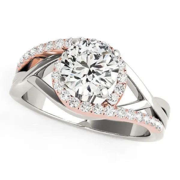 14k white and rose gold bypass diamond engagement ring with halo pave band 1 1/4 cttw on Tampa Home & Garden Store