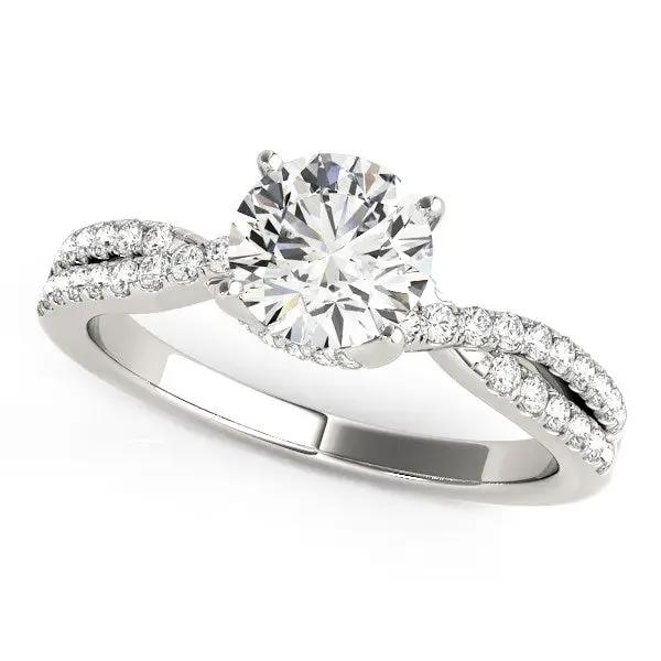 14k white gold diamond engagement ring with split shank pavé shoulders on Tampa Home & Garden Store