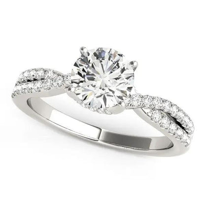 14k white gold diamond engagement ring with split shank pavé shoulders on Tampa Home & Garden Store