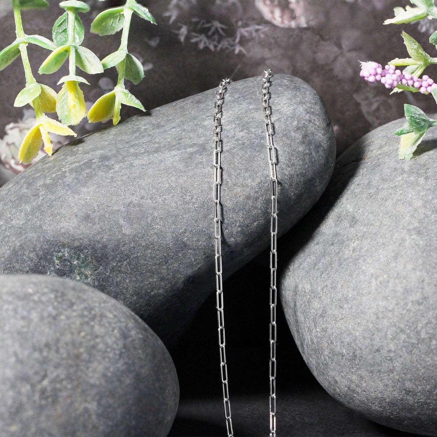 18K white gold paperclip chain necklace 1.50 mm, two chains shown on Tampa Home & Garden Store