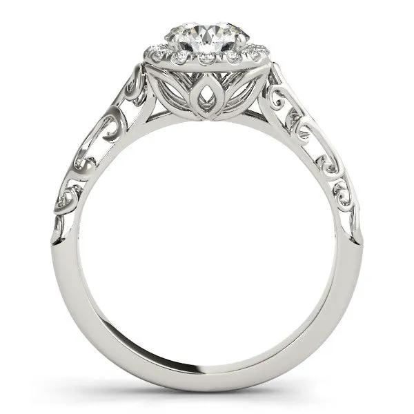 Engagement ring 14k white gold halo antique style round diamond, 5/8 cttw, Bids.com on Tampa Home & Garden Store