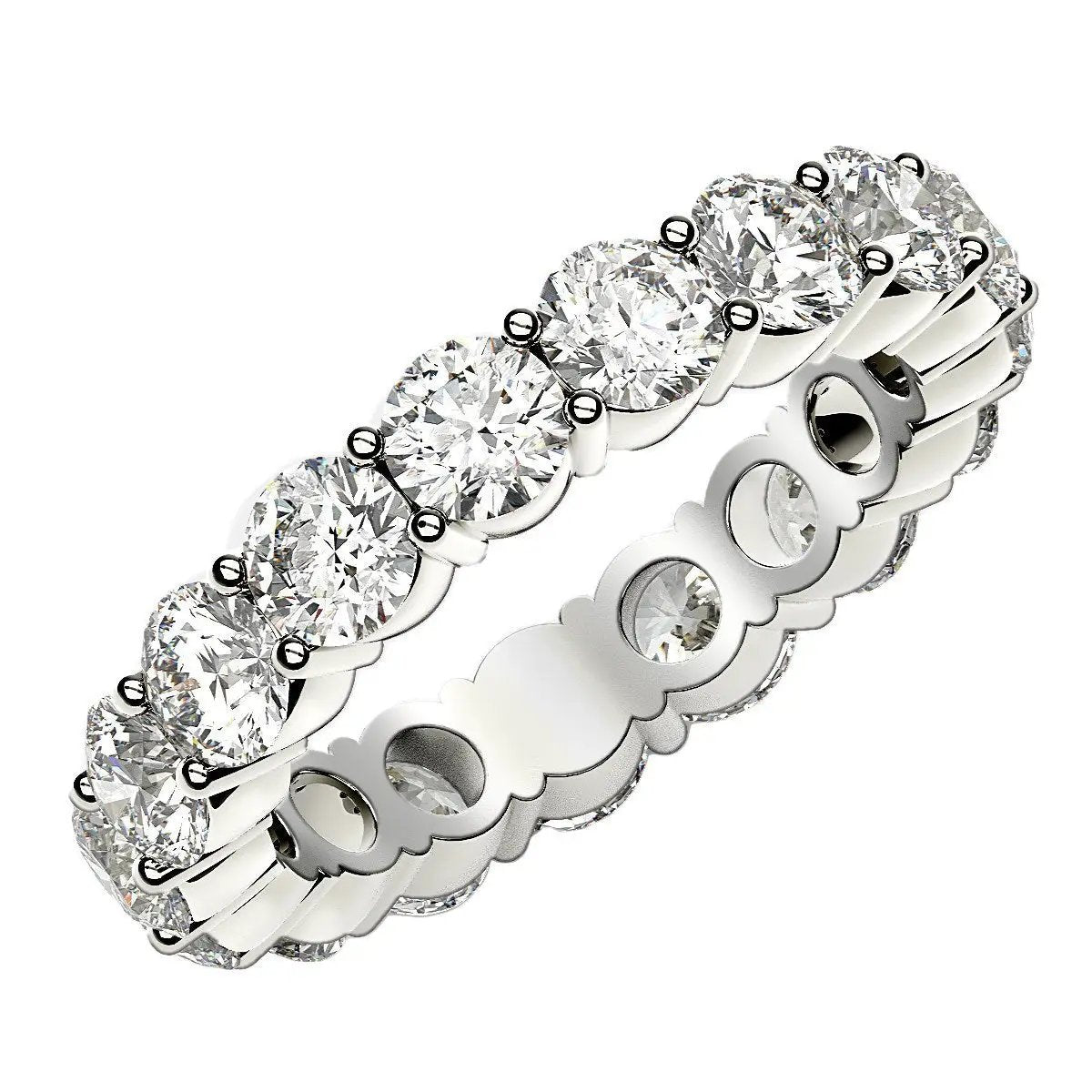 Round-cut lab-grown 3 ctw FG/VS2 eternity ring in 14k white gold by Bids.com prong-set diamonds on Tampa Home & Garden Store