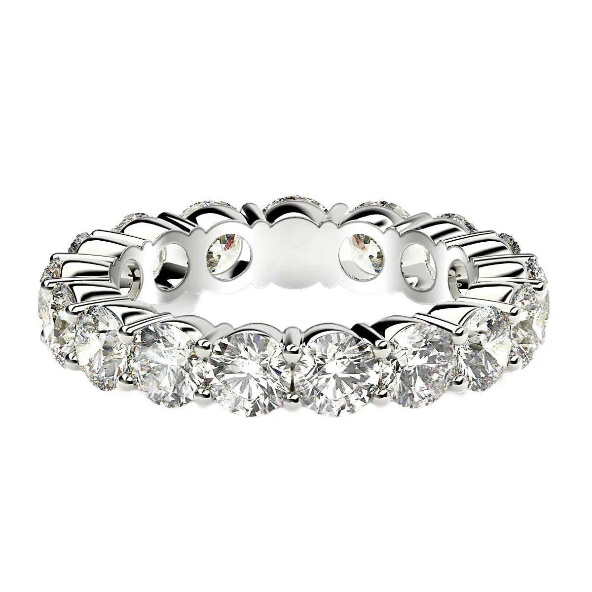 Round-cut lab-grown diamond eternity ring, 14k white gold, 3 cttw FG/VS2, Bids.com on Tampa Home & Garden Store