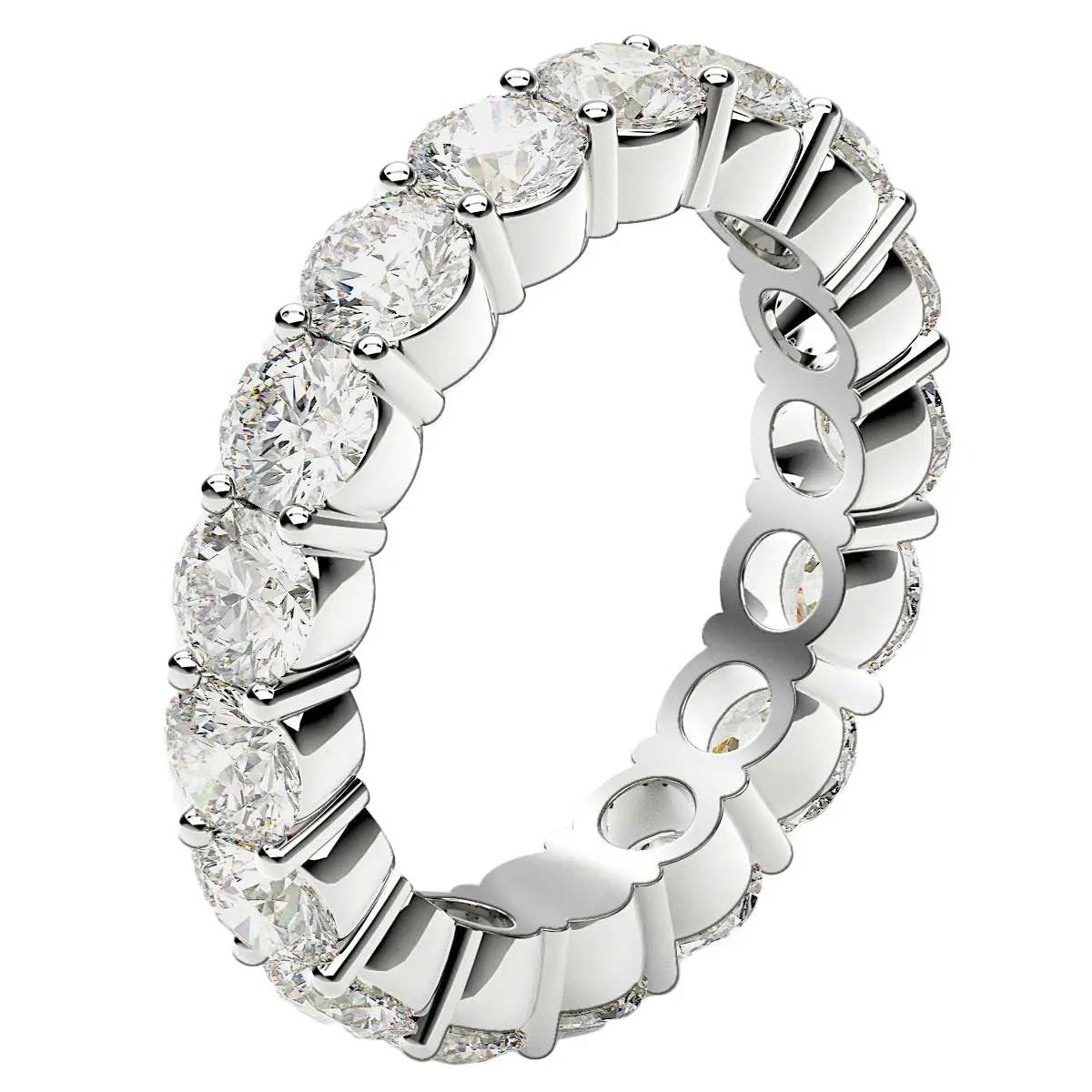 Round-cut lab-grown diamond eternity ring in 14k white gold, 3 cttw FG/VS2, Bids.com on Tampa Home & Garden Store