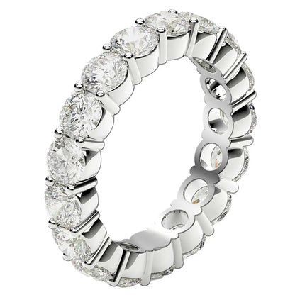 Round-cut lab-grown diamond eternity ring in 14k white gold, 3 cttw FG/VS2, Bids.com on Tampa Home & Garden Store