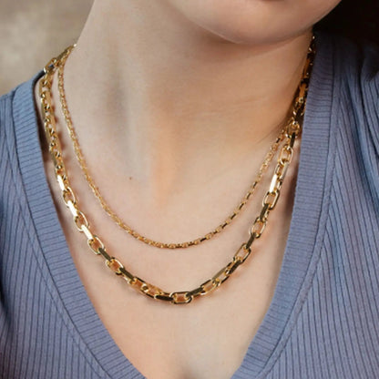 14k yellow gold French cable link chain necklace 6.10 mm, two gold chains layered on Tampa Home & Garden Store