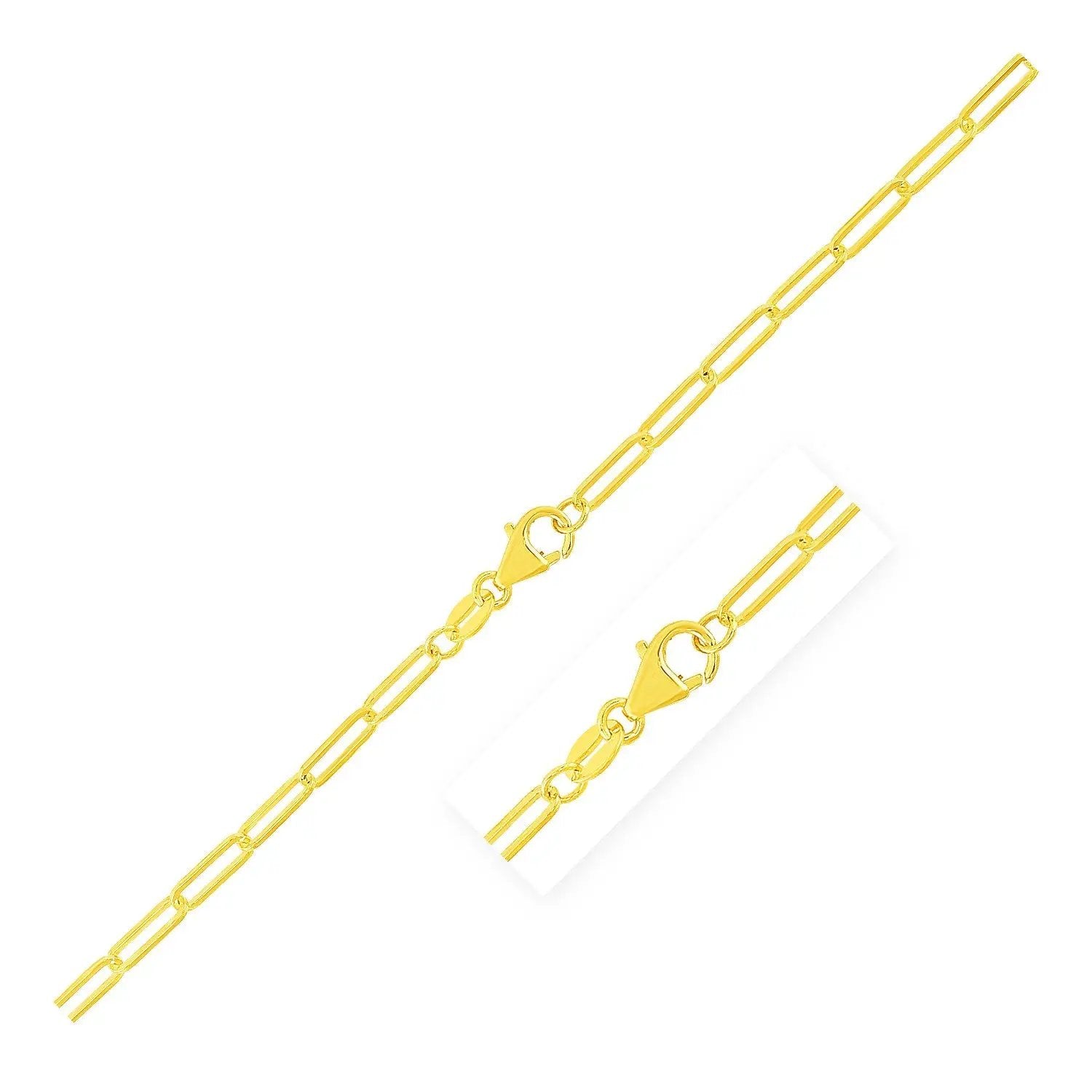 14K yellow gold paperclip chain necklace with 2.5mm links and lobster clasp by Bids.com on Tampa Home & Garden Store