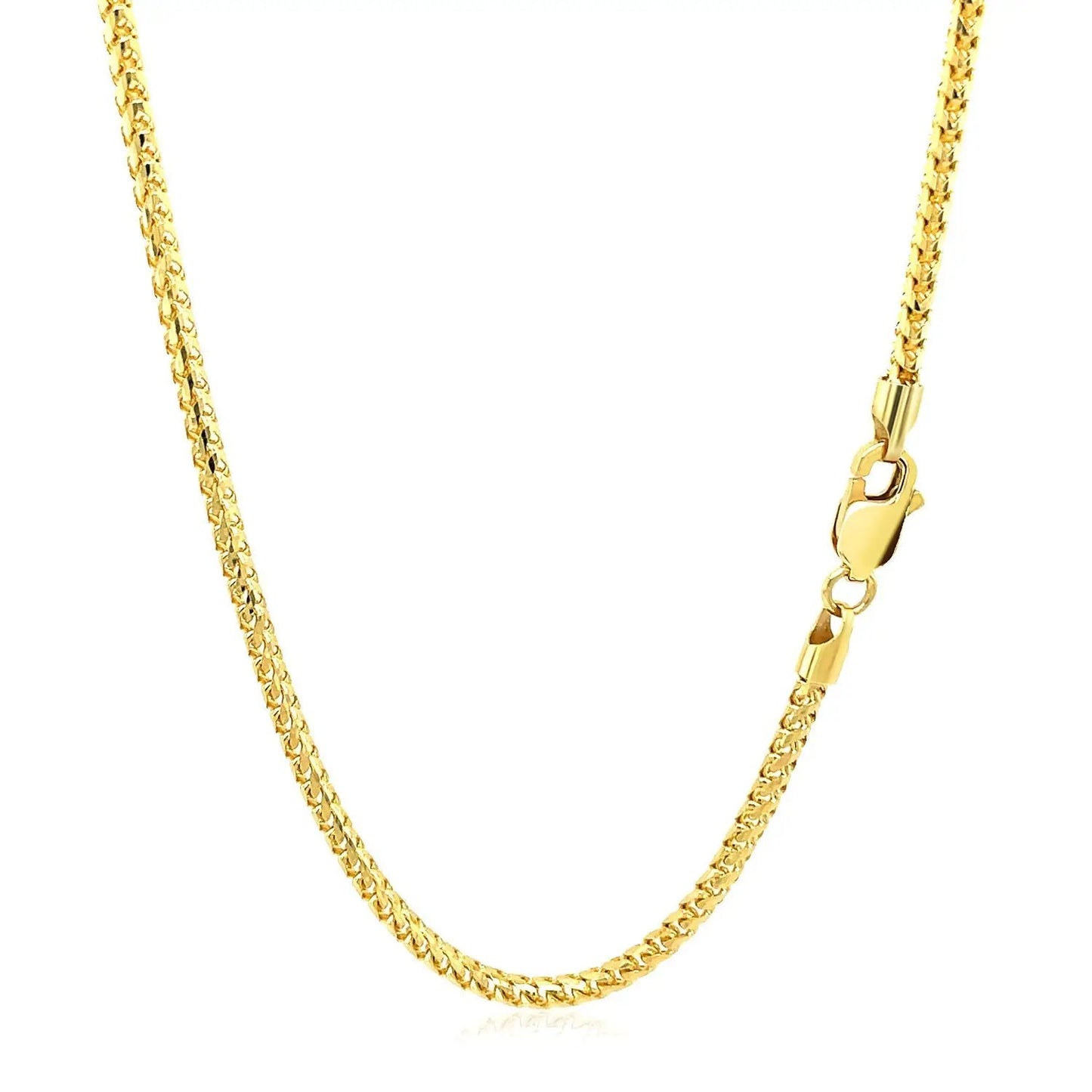 2.2mm 14k yellow gold diamond-cut Franco chain necklace with lobster clasp on Tampa Home & Garden Store
