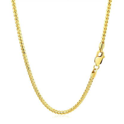2.2mm 14k yellow gold diamond-cut Franco chain necklace with lobster clasp on Tampa Home & Garden Store