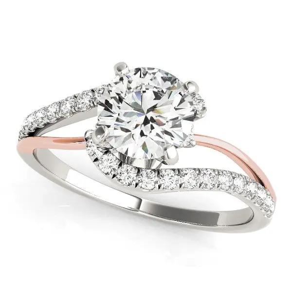 14k white and rose gold bypass shank diamond engagement ring with 1 1/3 cttw center pavé band on Tampa Home & Garden Store