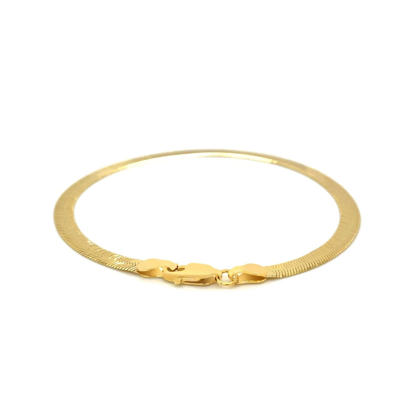 4.0mm 14k yellow gold Super Flex herringbone bracelet with flexible links and lobster clasp on Tampa Home & Garden Store