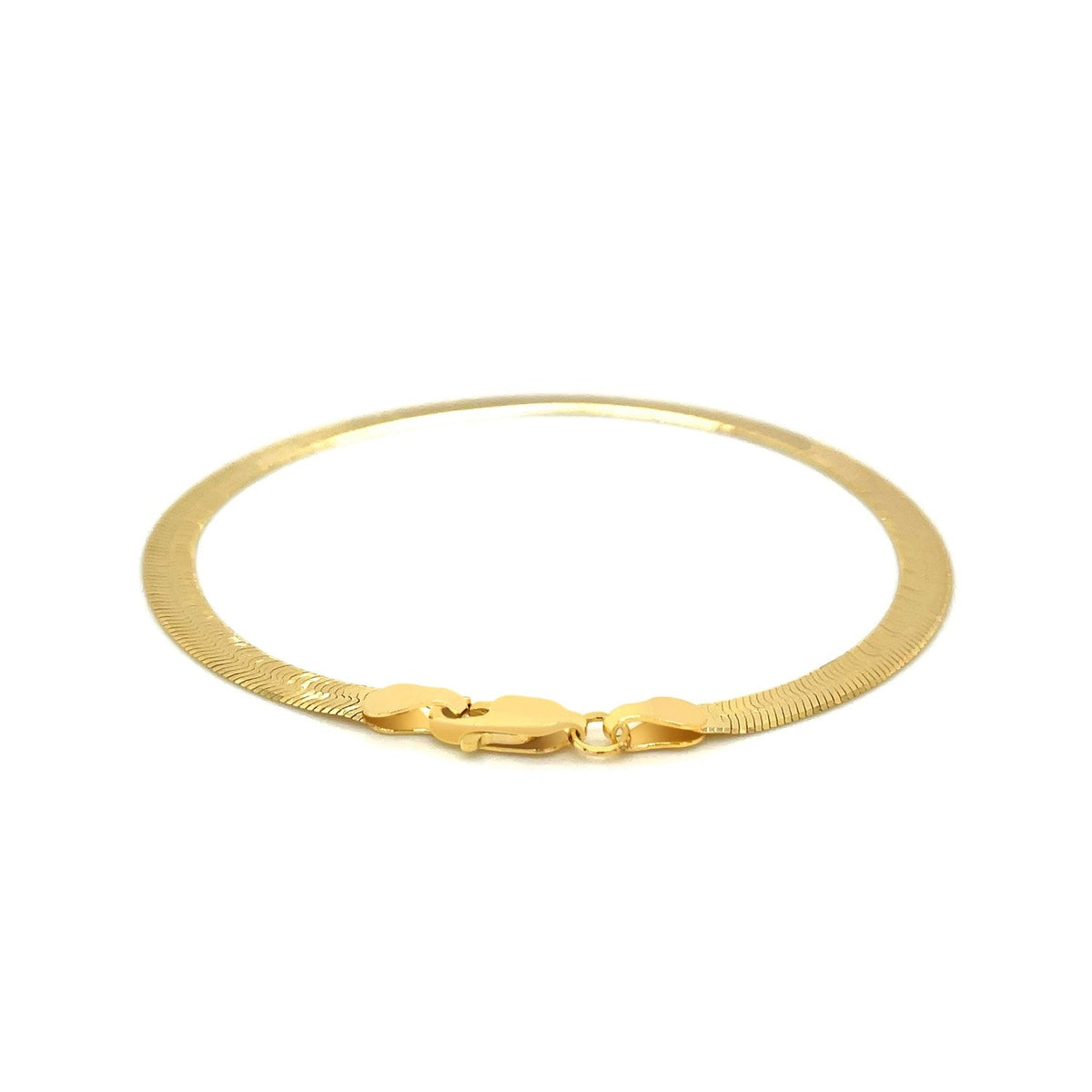 4.0mm 14k yellow gold Super Flex herringbone bracelet with flexible links and lobster clasp on Tampa Home & Garden Store