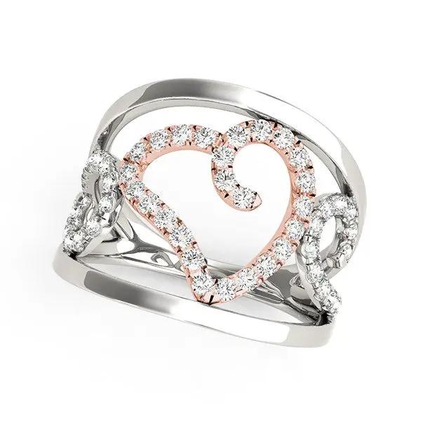 Ring heart motif filigree diamond ring in 14k white and rose gold 1/4 cttw on Tampa Home & Garden Store