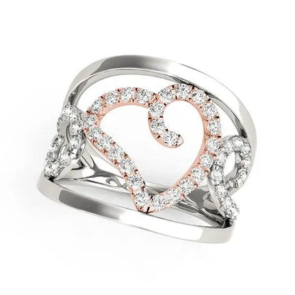 Ring heart motif filigree diamond ring in 14k white and rose gold 1/4 cttw on Tampa Home & Garden Store