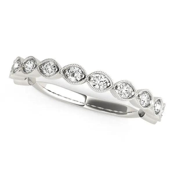 14k white gold antique-style diamond wedding band with pavé-set diamonds 3/8 cttw on Tampa Home & Garden Store