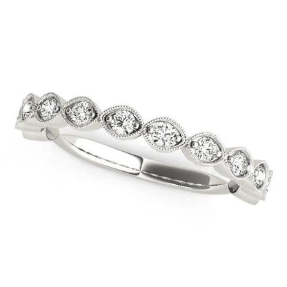 14k white gold antique-style diamond wedding band with pavé-set diamonds 3/8 cttw on Tampa Home & Garden Store