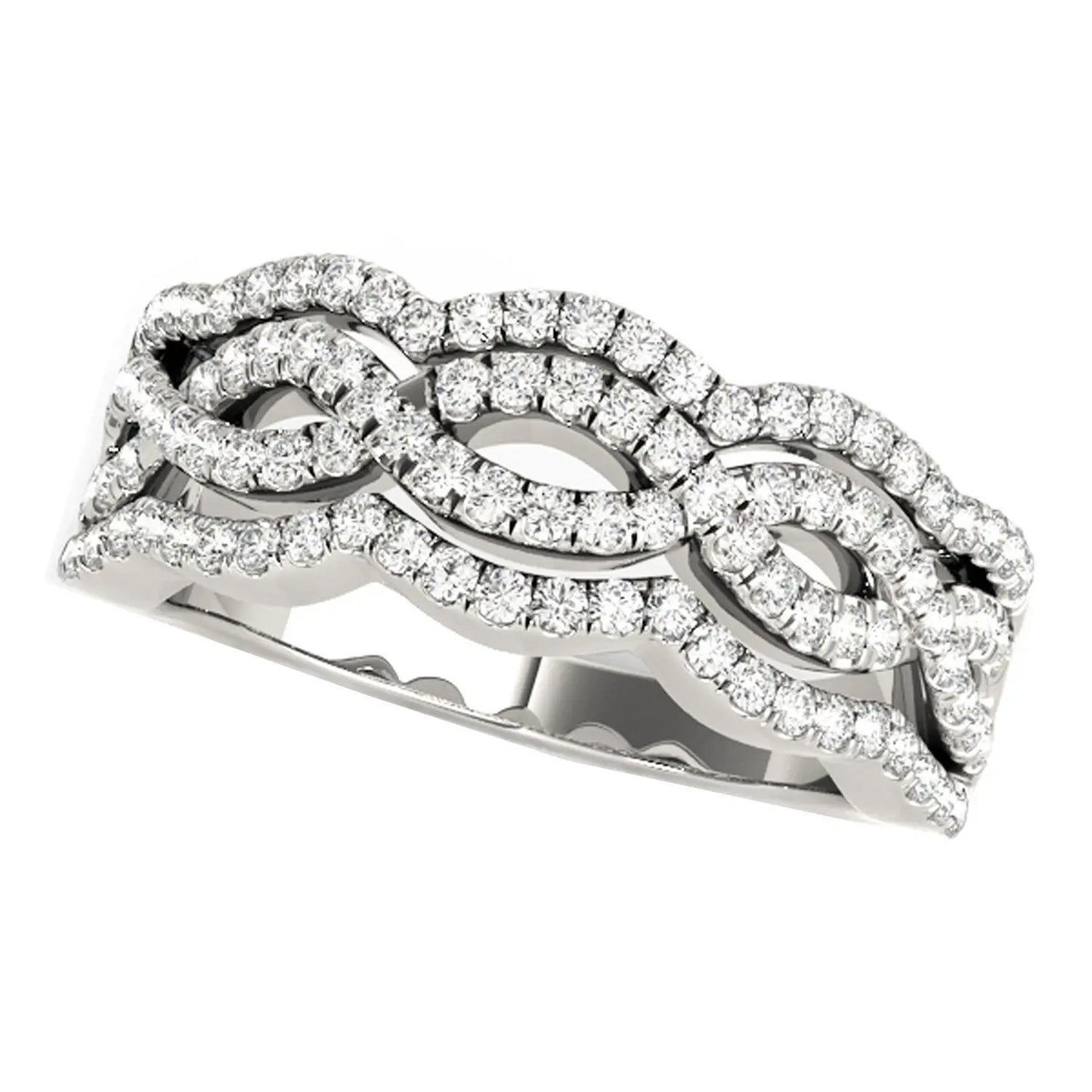 Diamond studded ring with four curved bands in 14k white gold, 5/8 cttw, by Bids.com on Tampa Home & Garden Store