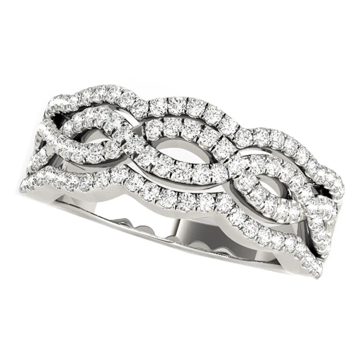 Diamond studded ring with four curved bands in 14k white gold, 5/8 cttw, by Bids.com on Tampa Home & Garden Store