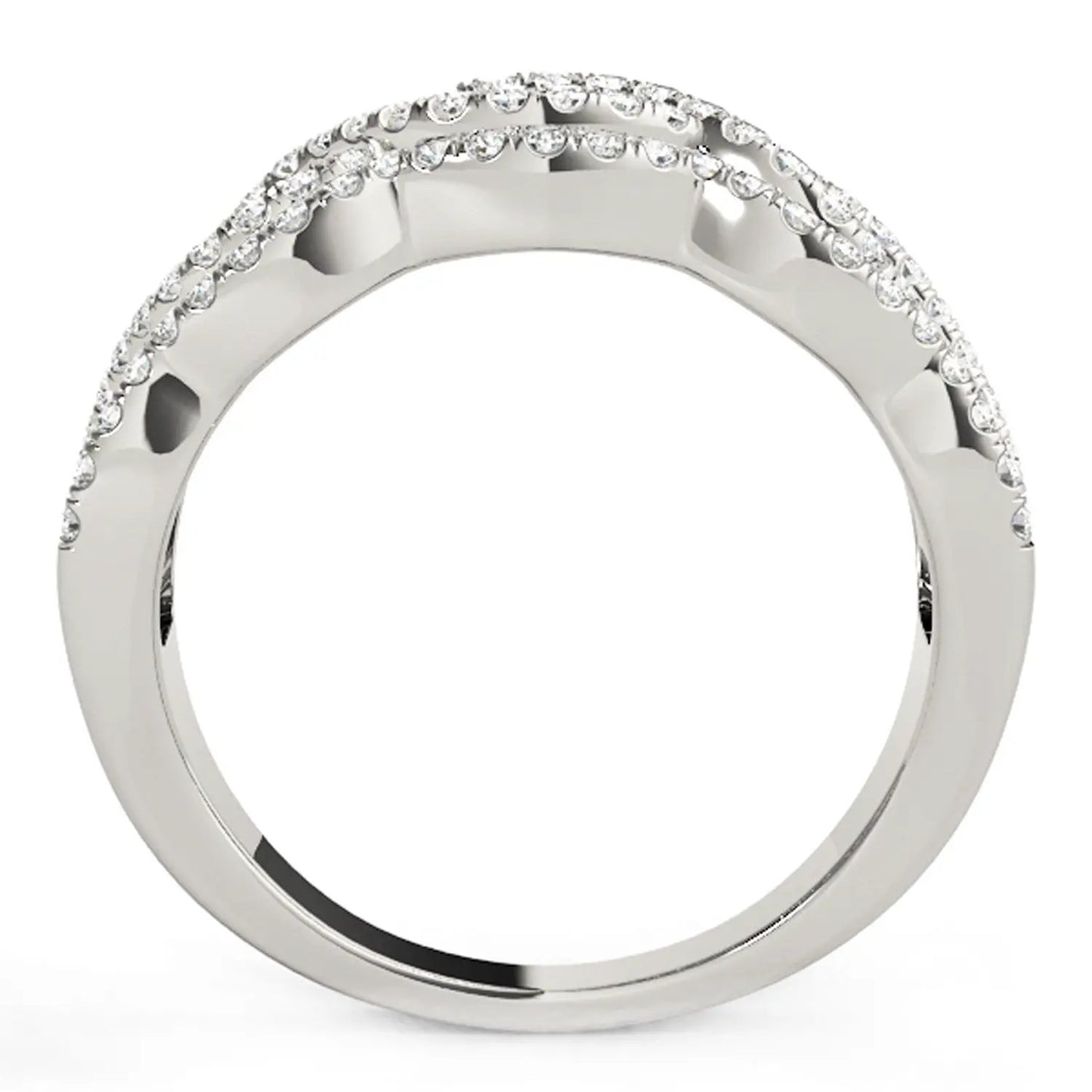 Diamond studded ring in 14k white gold with four curved pavé diamond rows, 5/8 cttw, Bids.com on Tampa Home & Garden Store