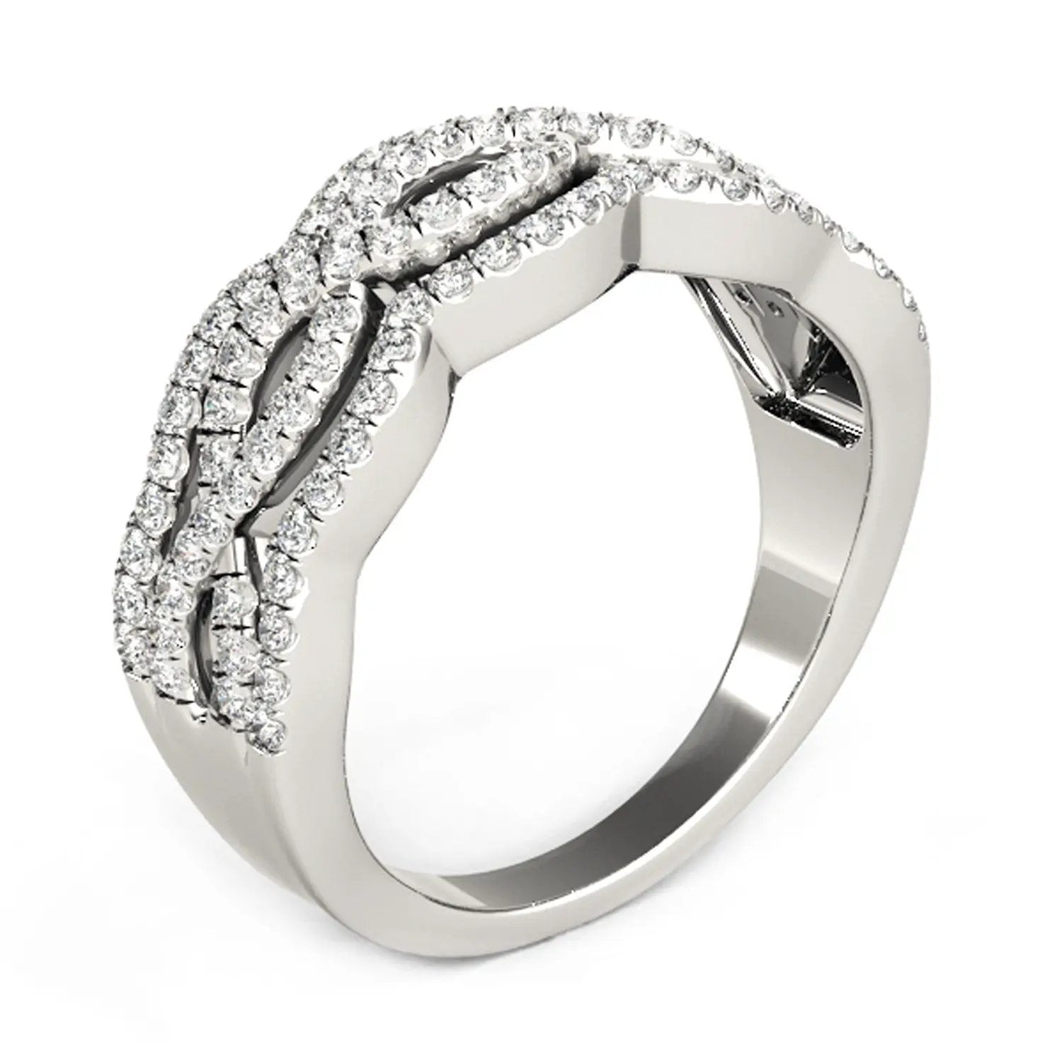 Diamond studded ring in 14k white gold with four curved pave diamond bands by Bids.com on Tampa Home & Garden Store