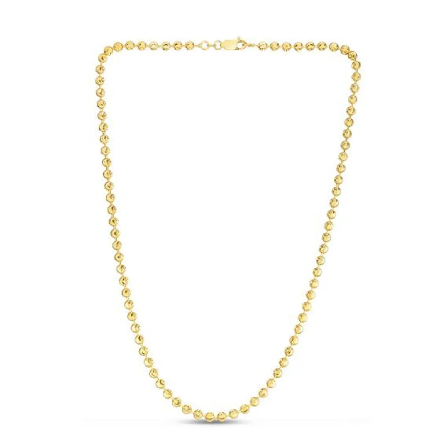 Moon Cut Bead Chain Necklace in 14k Yellow Gold, 4.00mm beads on Tampa Home & Garden Store