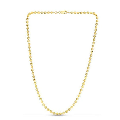 Moon Cut Bead Chain Necklace in 14k Yellow Gold, 4.00mm beads on Tampa Home & Garden Store