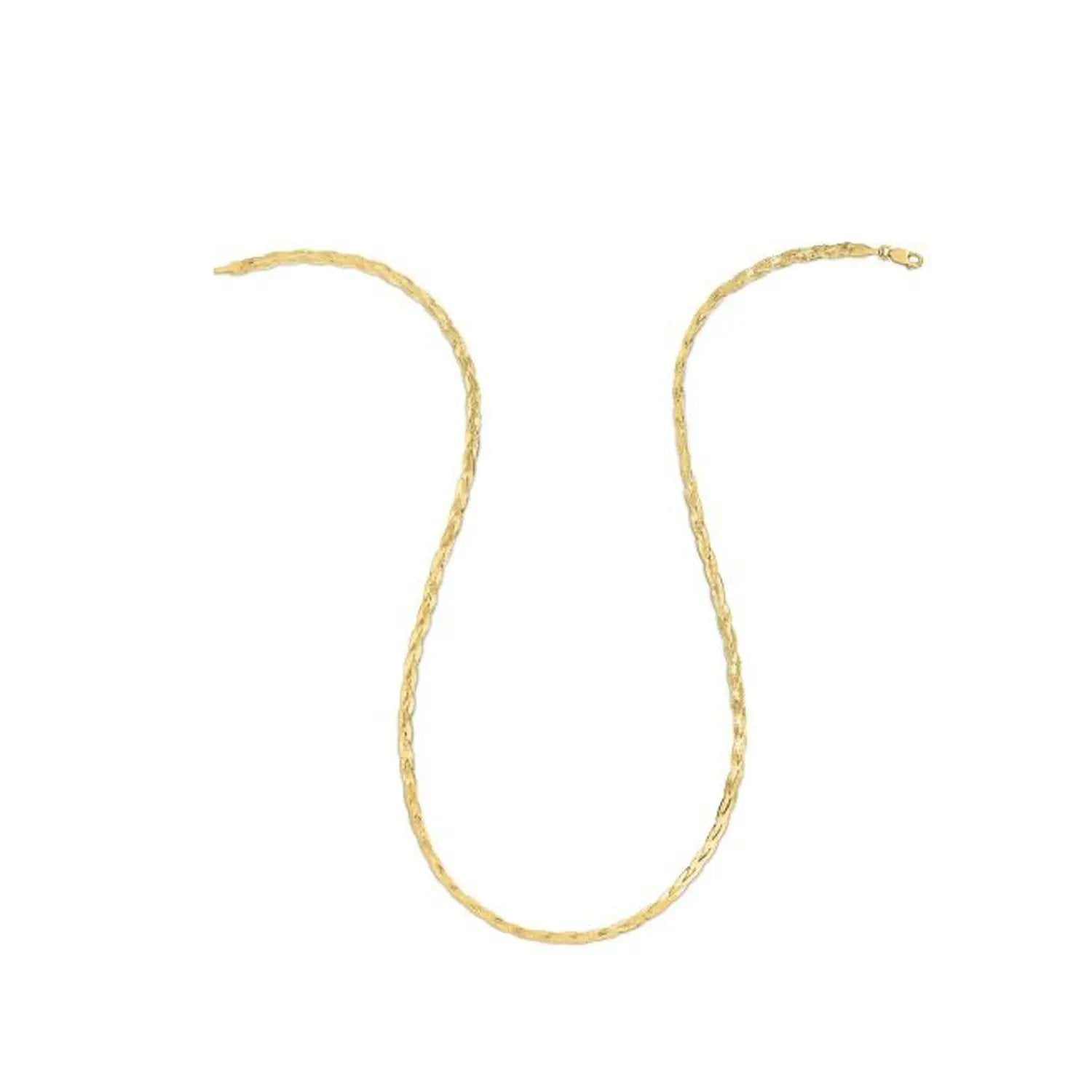 14k yellow gold braided herringbone chain necklace 3.20 mm by Bids.com on Tampa Home & Garden Store
