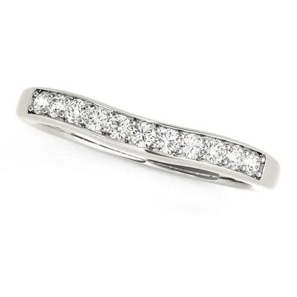 14k white gold curved diamond wedding band with 1/4 cttw channel-set diamonds on Tampa Home & Garden Store